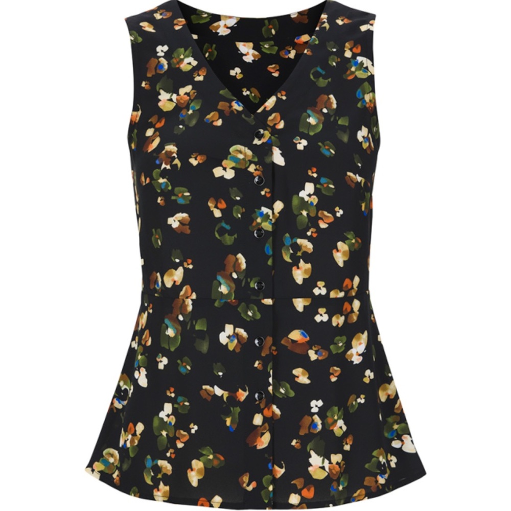 CAbi Black Floral Sleeveless Top